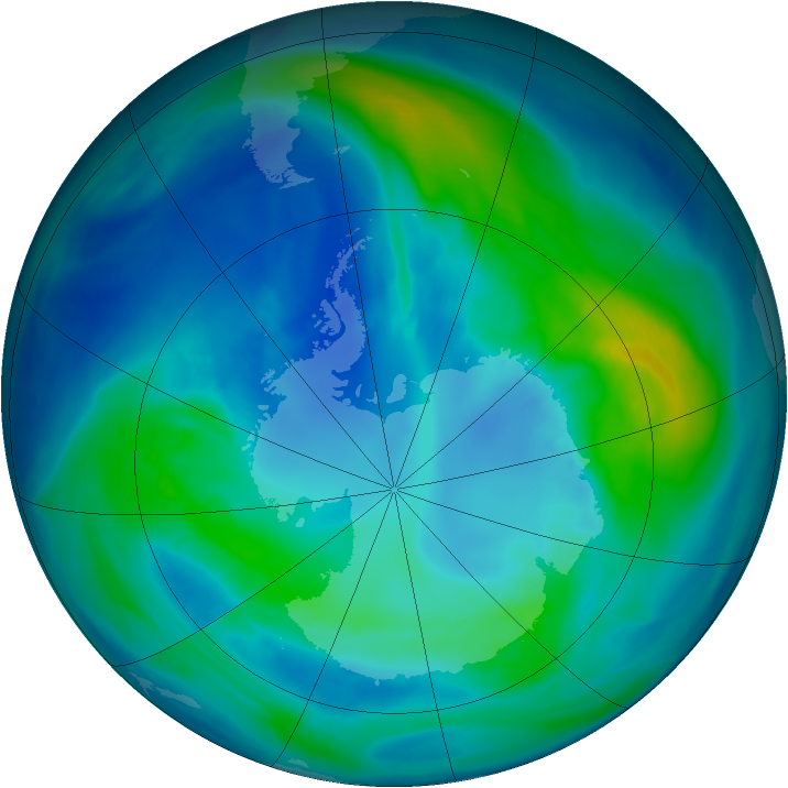Antarctic ozone map for 13 April 2008